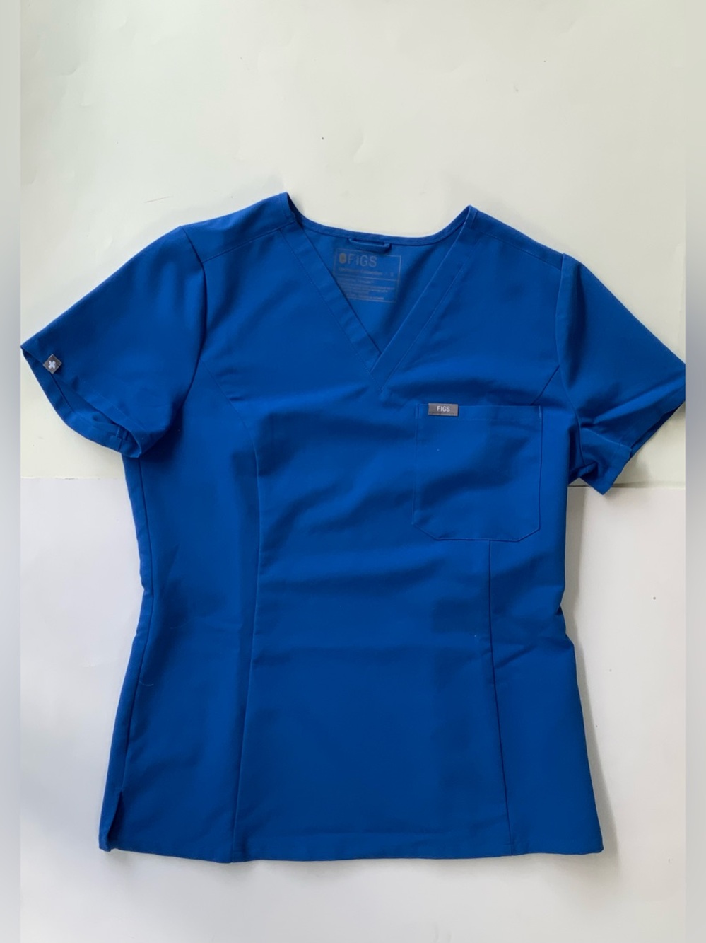 Figs Scrubs V-Neck Blue Top Size Small